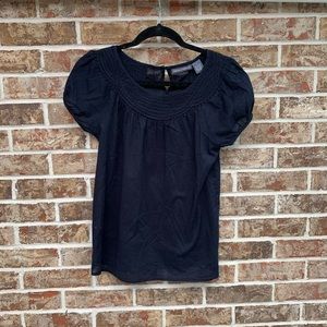 Chelsea & Theodore navy short sleeve top